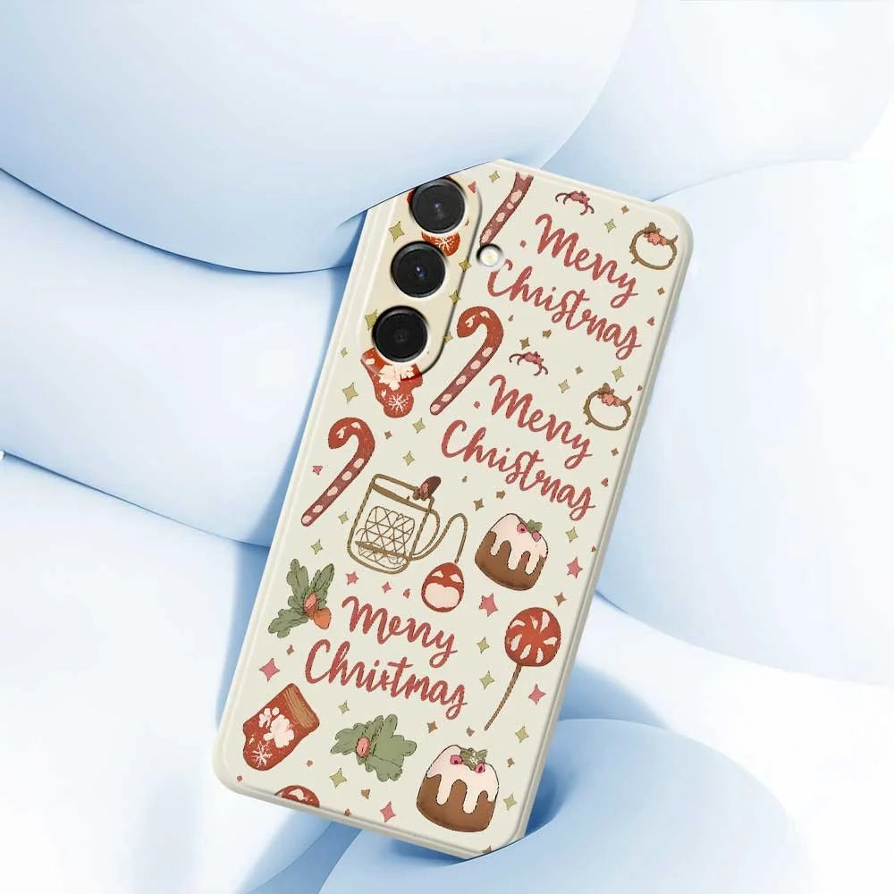 For Samsung Galaxy A36 5G Case Merry Christmas Pattern Printing Straight Edge TPU Phone Back Cover - Beige - 5