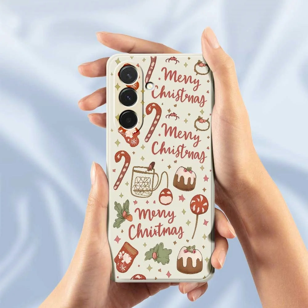 For Samsung Galaxy A36 5G Case Merry Christmas Pattern Printing Straight Edge TPU Phone Back Cover - Beige - 6