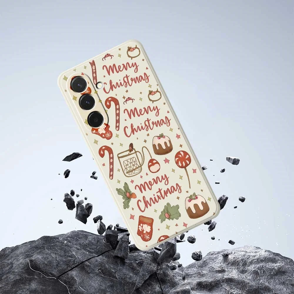 For Samsung Galaxy A36 5G Case Merry Christmas Pattern Printing Straight Edge TPU Phone Back Cover - Beige - 7