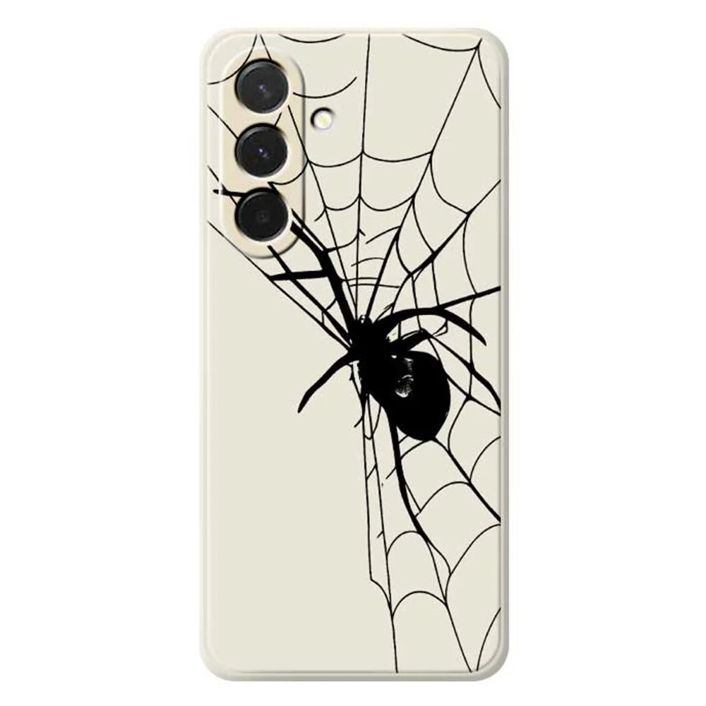 For Samsung Galaxy A36 5G Case Spider Pattern Printing Straight Edge TPU Phone Back Cover - Beige - 1