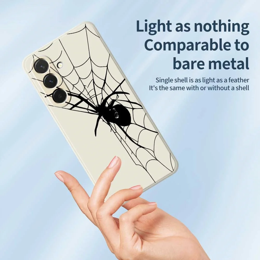 For Samsung Galaxy A36 5G Case Spider Pattern Printing Straight Edge TPU Phone Back Cover - Beige - 4