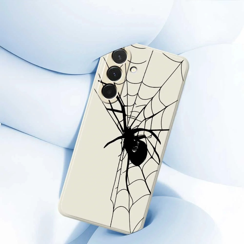 For Samsung Galaxy A36 5G Case Spider Pattern Printing Straight Edge TPU Phone Back Cover - Beige - 5