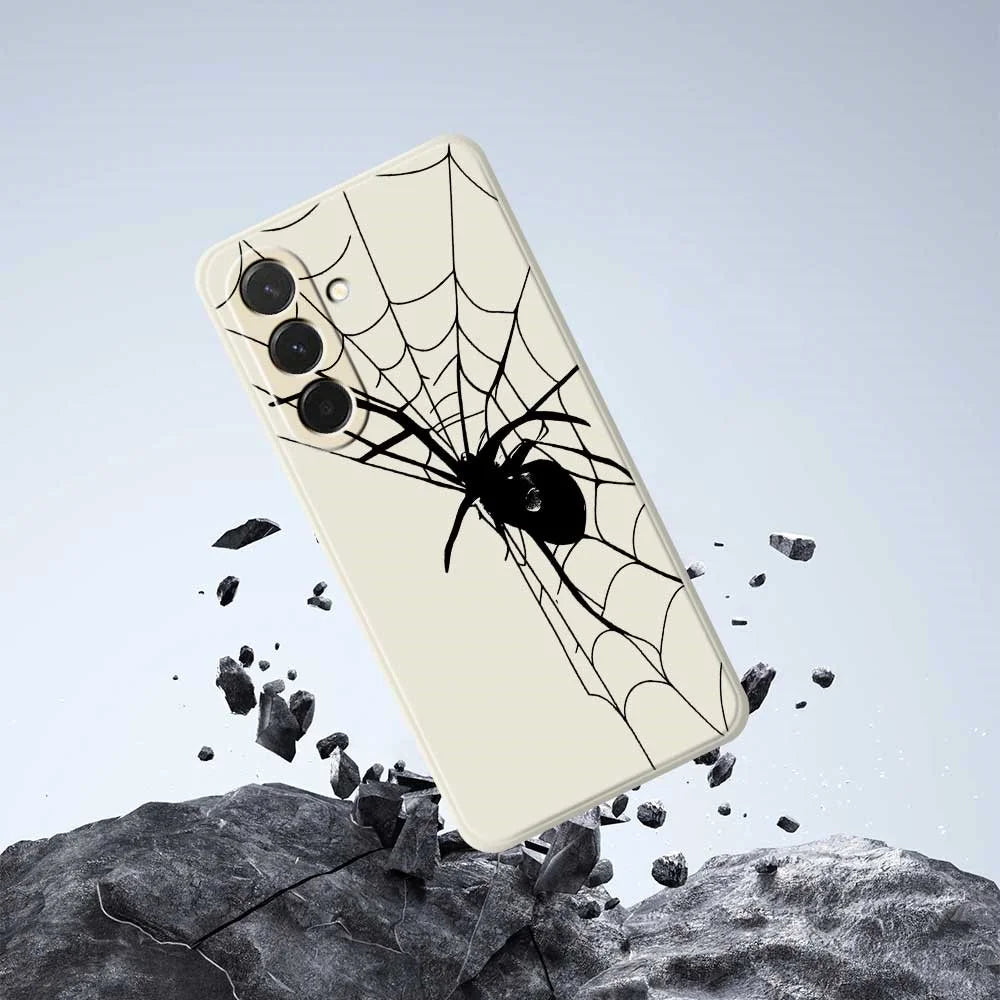 For Samsung Galaxy A36 5G Case Spider Pattern Printing Straight Edge TPU Phone Back Cover - Beige - 7