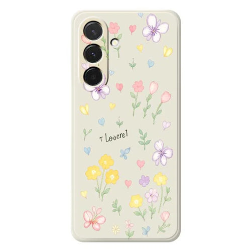 For Samsung Galaxy A36 5G Case Small Flowers Pattern Printing Straight Edge TPU Phone Back Cover - Beige - 1