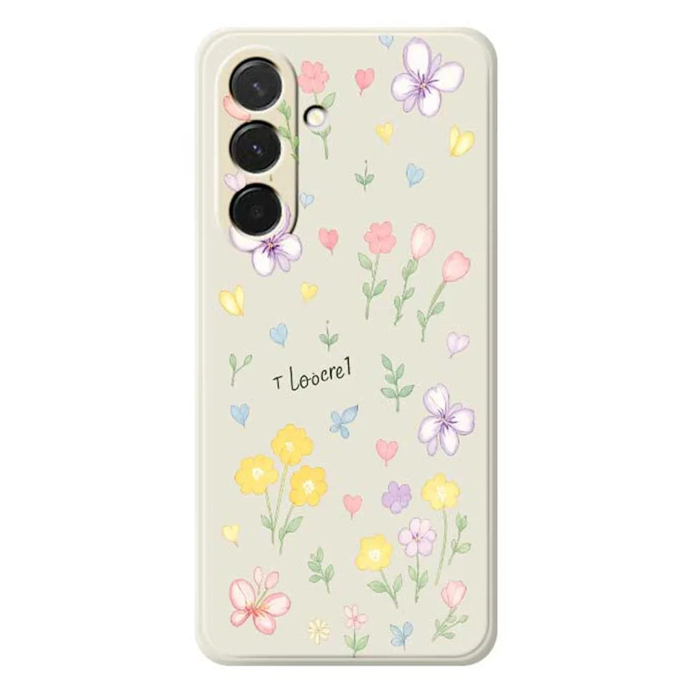 For Samsung Galaxy A36 5G Case Small Flowers Pattern Printing Straight Edge TPU Phone Back Cover - Beige - 1