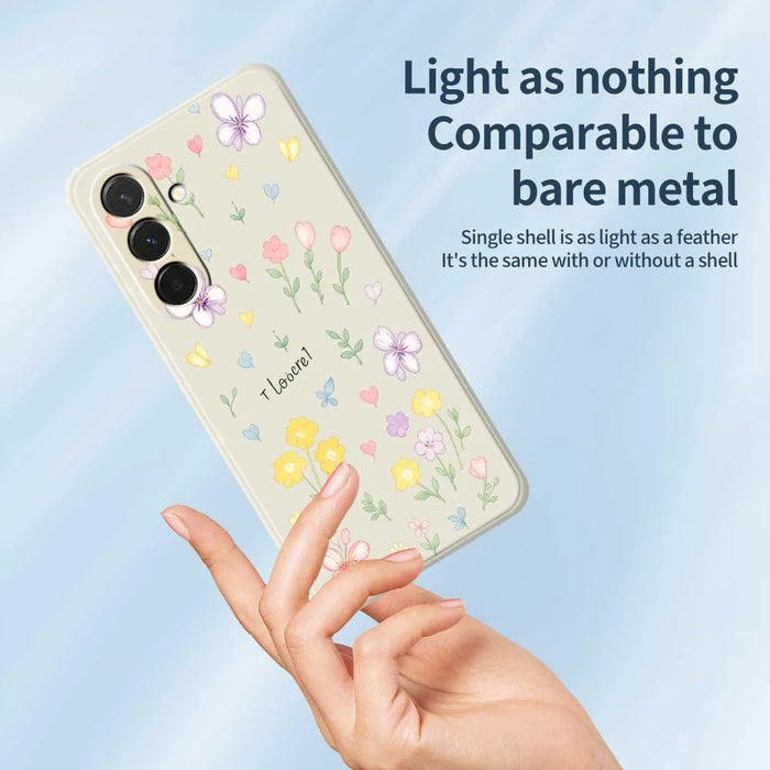 For Samsung Galaxy A36 5G Case Small Flowers Pattern Printing Straight Edge TPU Phone Back Cover - Beige - 4