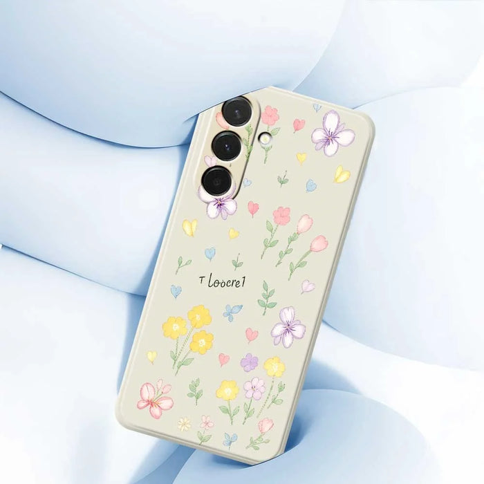 For Samsung Galaxy A36 5G Case Small Flowers Pattern Printing Straight Edge TPU Phone Back Cover - Beige - 5