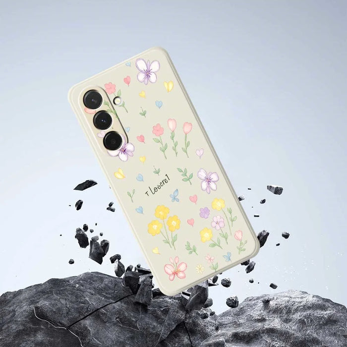For Samsung Galaxy A36 5G Case Small Flowers Pattern Printing Straight Edge TPU Phone Back Cover - Beige - 7