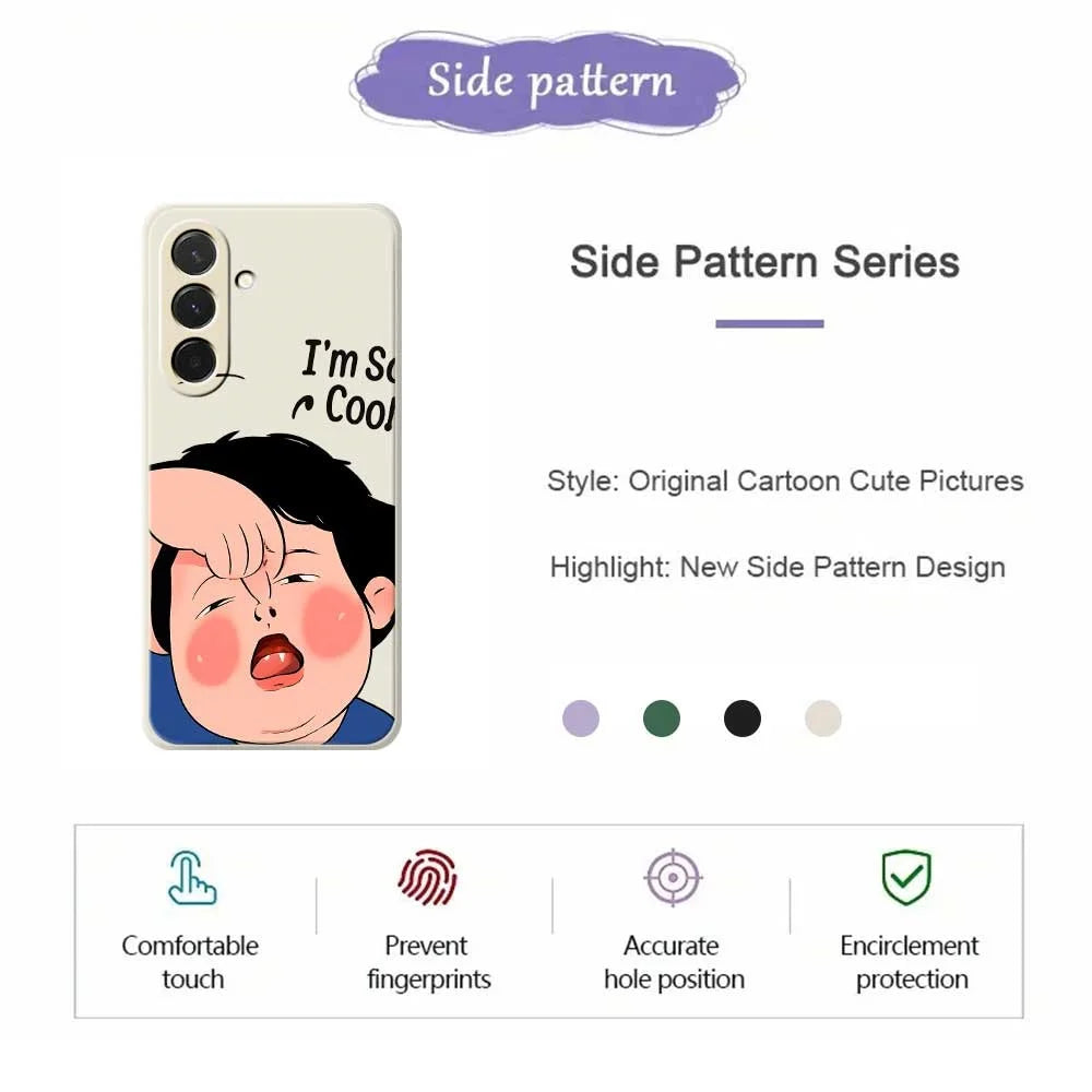 For Samsung Galaxy A36 5G Case Make Faces Kid Pattern Printing Straight Edge TPU Phone Back Cover - Beige - 2