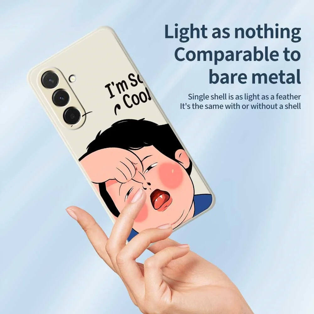 For Samsung Galaxy A36 5G Case Make Faces Kid Pattern Printing Straight Edge TPU Phone Back Cover - Beige - 4