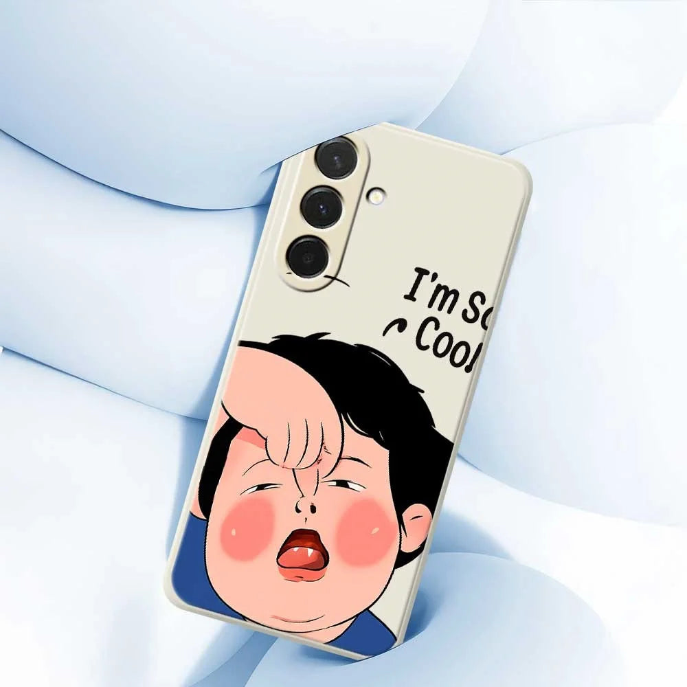 For Samsung Galaxy A36 5G Case Make Faces Kid Pattern Printing Straight Edge TPU Phone Back Cover - Beige - 5