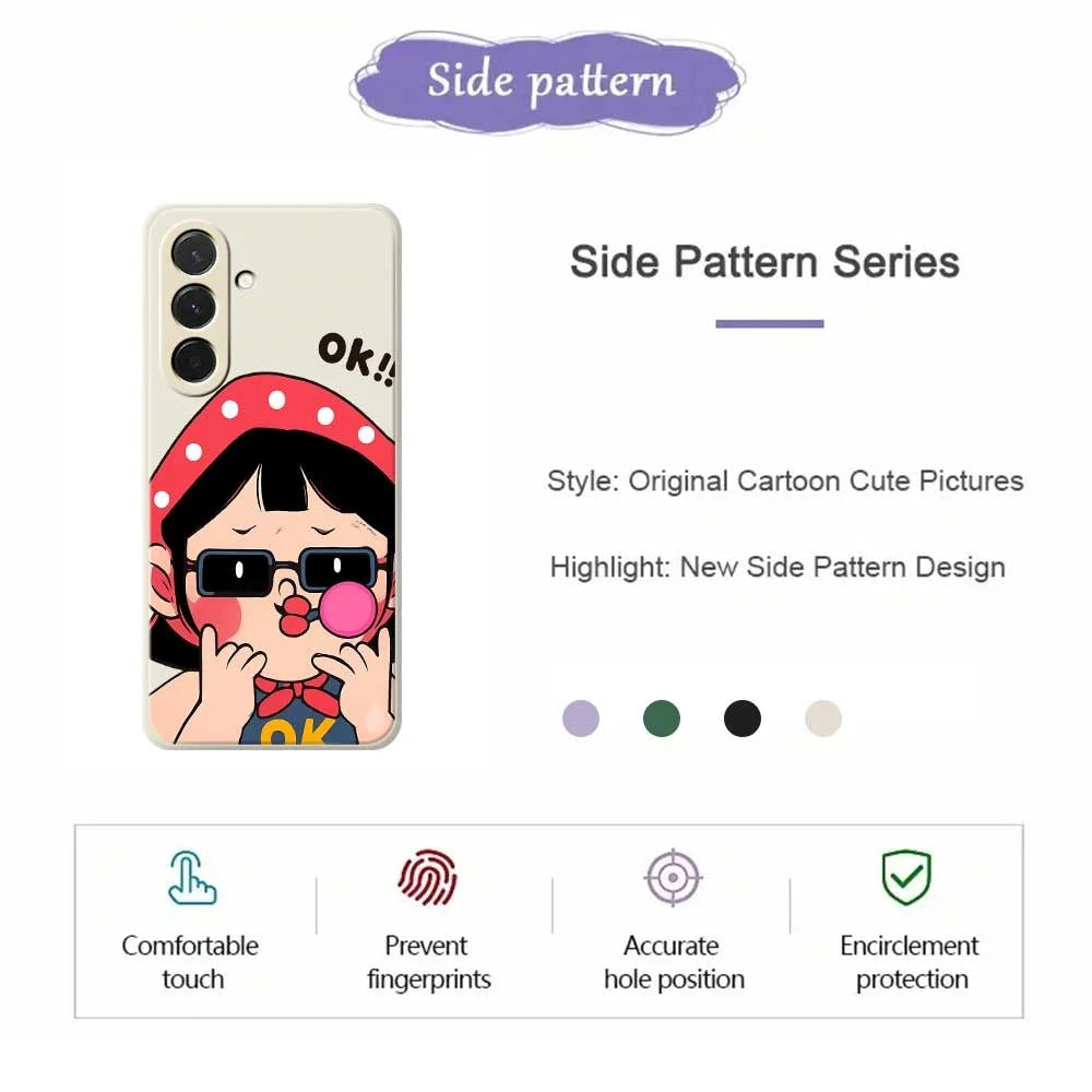 For Samsung Galaxy A36 5G Case Cute Kid Pattern Printing Straight Edge TPU Phone Back Cover - Beige - 2