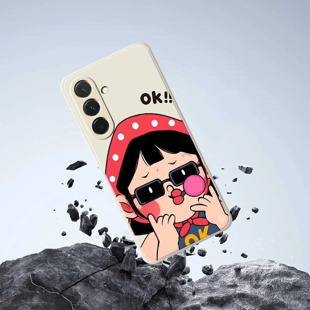 For Samsung Galaxy A36 5G Case Cute Kid Pattern Printing Straight Edge TPU Phone Back Cover - Beige - 7