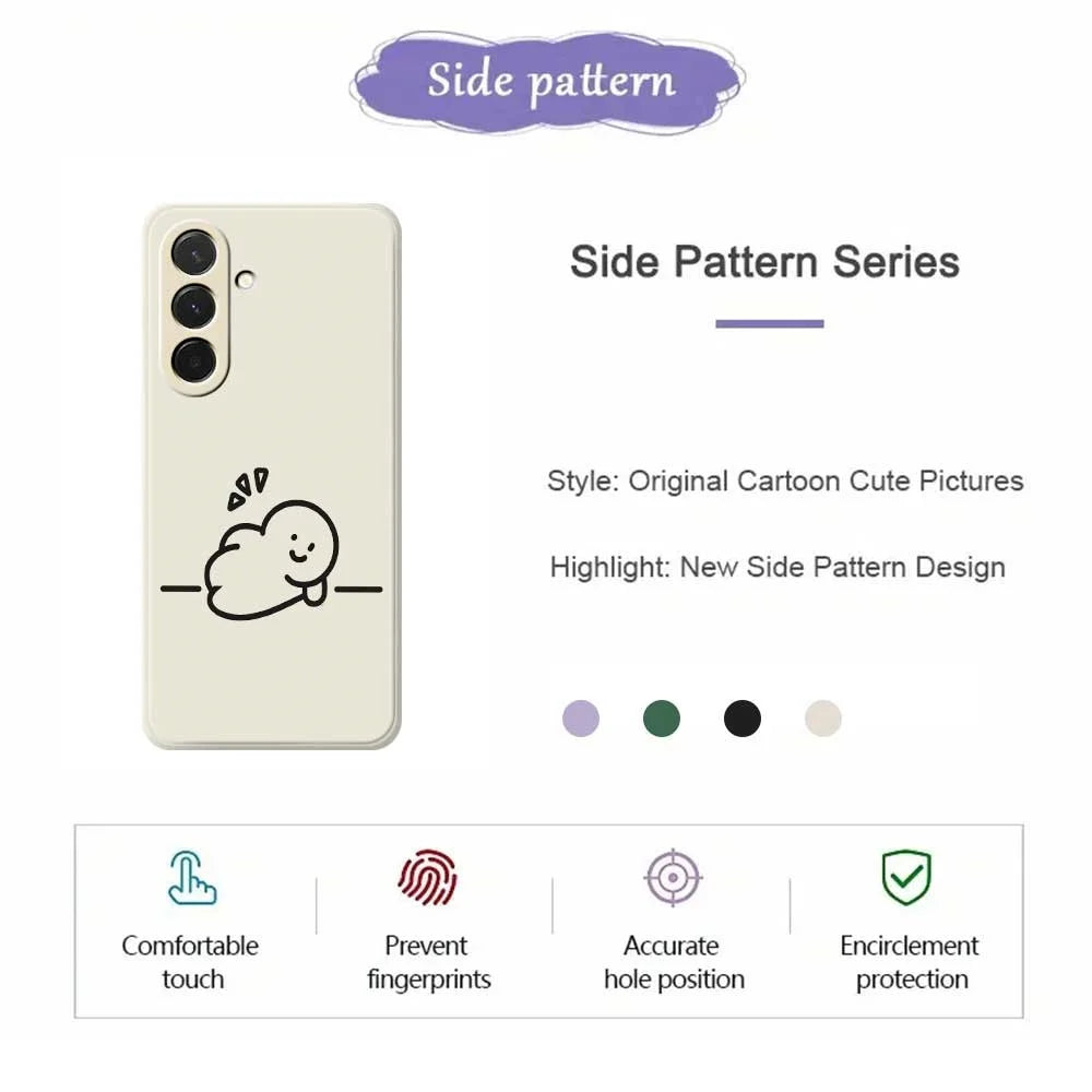 For Samsung Galaxy A36 5G Case Stick Figure Pattern Printing Straight Edge TPU Phone Back Cover - Beige - 2