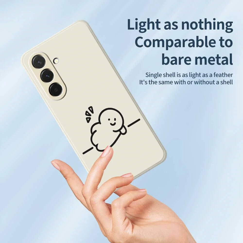 For Samsung Galaxy A36 5G Case Stick Figure Pattern Printing Straight Edge TPU Phone Back Cover - Beige - 4
