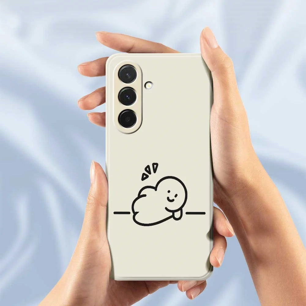For Samsung Galaxy A36 5G Case Stick Figure Pattern Printing Straight Edge TPU Phone Back Cover - Beige - 6
