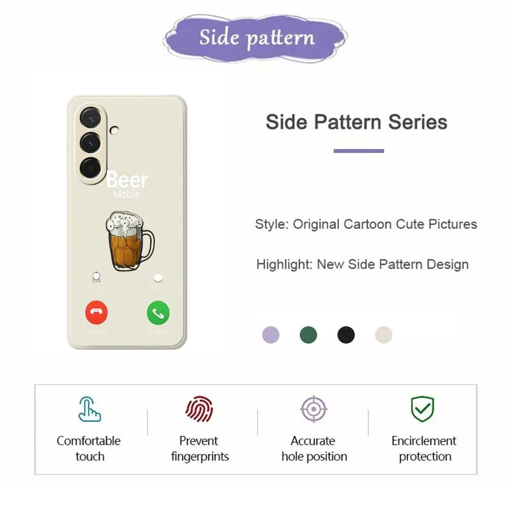 For Samsung Galaxy A36 5G Case Beer Pattern Printing Straight Edge TPU Phone Back Cover - Beige - 2