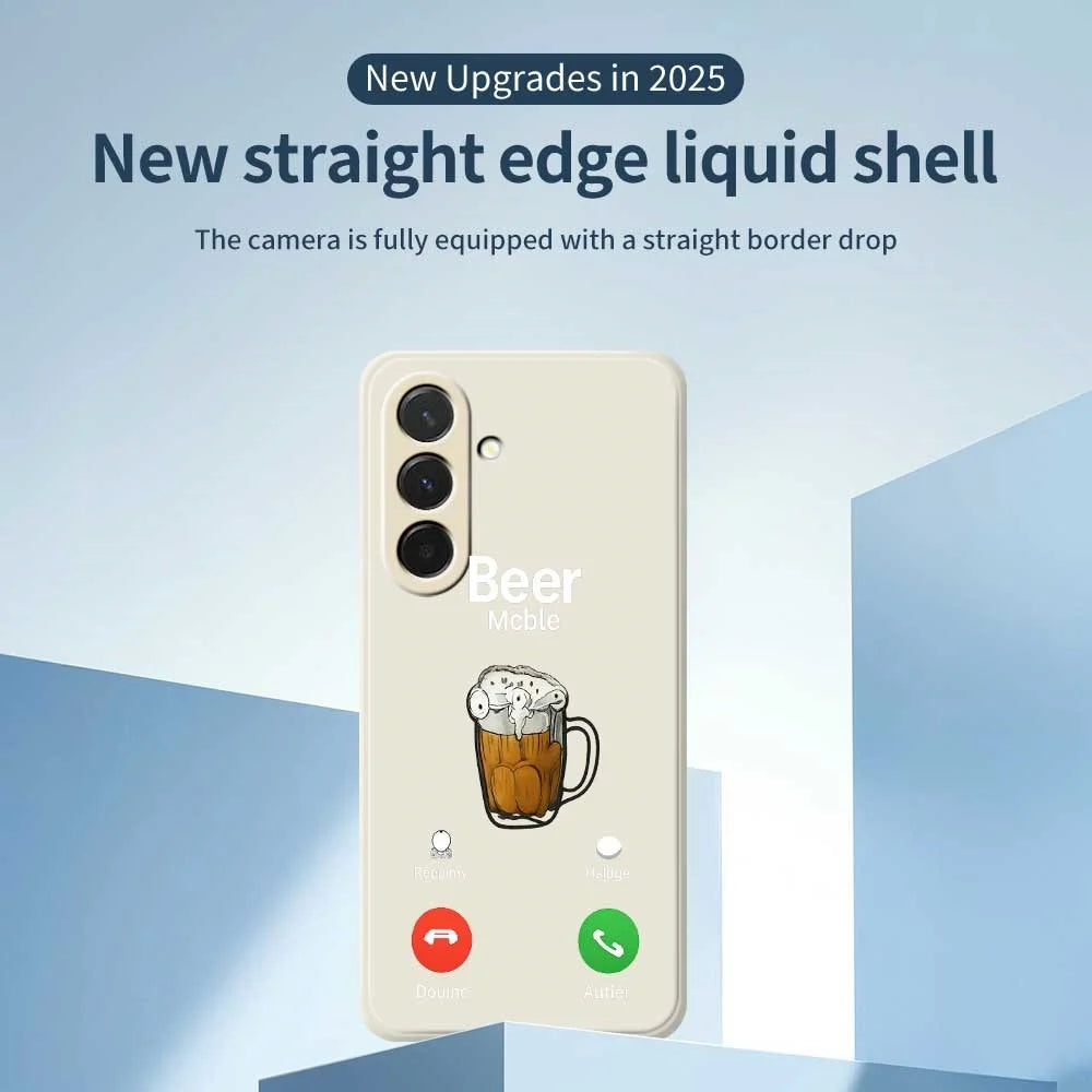 For Samsung Galaxy A36 5G Case Beer Pattern Printing Straight Edge TPU Phone Back Cover - Beige - 3