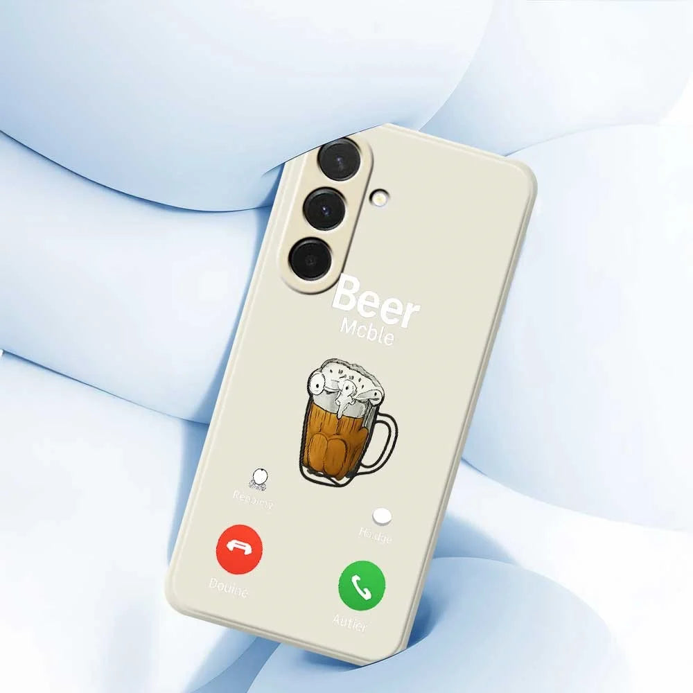 For Samsung Galaxy A36 5G Case Beer Pattern Printing Straight Edge TPU Phone Back Cover - Beige - 5