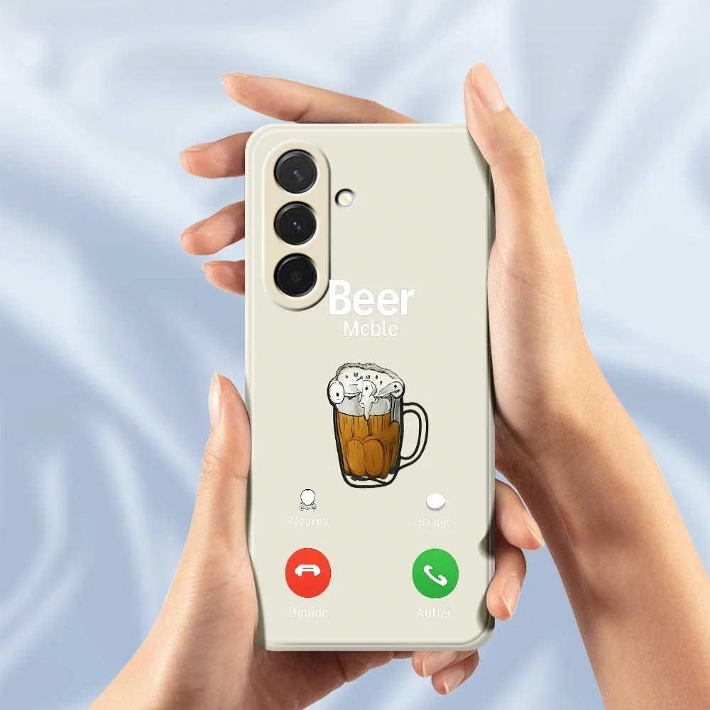 For Samsung Galaxy A36 5G Case Beer Pattern Printing Straight Edge TPU Phone Back Cover - Beige - 6