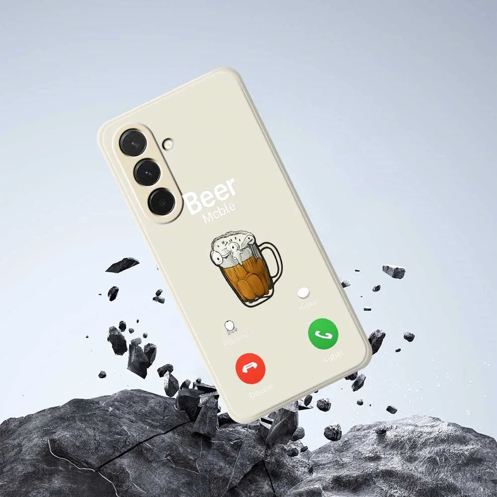 For Samsung Galaxy A36 5G Case Beer Pattern Printing Straight Edge TPU Phone Back Cover - Beige - 7