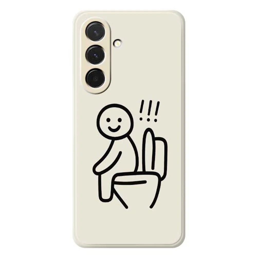For Samsung Galaxy A36 5G Case Stickman Toilet Pattern Printing Straight Edge TPU Phone Back Cover - Beige - 1
