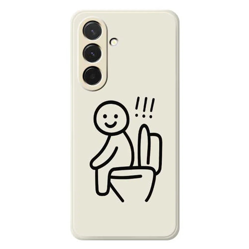 For Samsung Galaxy A36 5G Case Stickman Toilet Pattern Printing Straight Edge TPU Phone Back Cover - Beige - 1