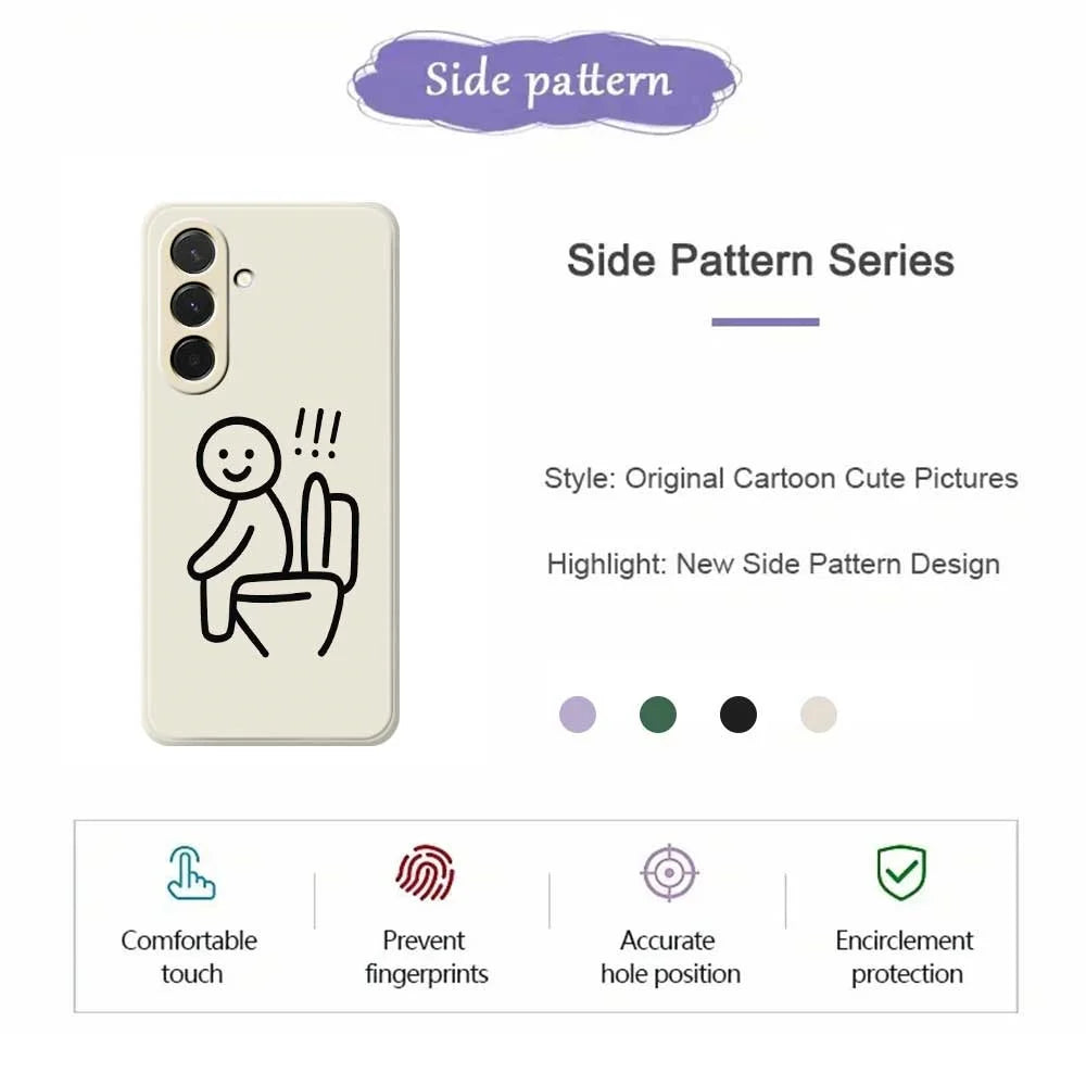 For Samsung Galaxy A36 5G Case Stickman Toilet Pattern Printing Straight Edge TPU Phone Back Cover - Beige - 2
