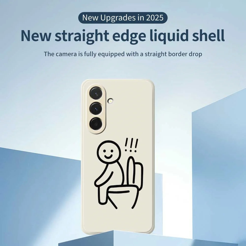 For Samsung Galaxy A36 5G Case Stickman Toilet Pattern Printing Straight Edge TPU Phone Back Cover - Beige - 3