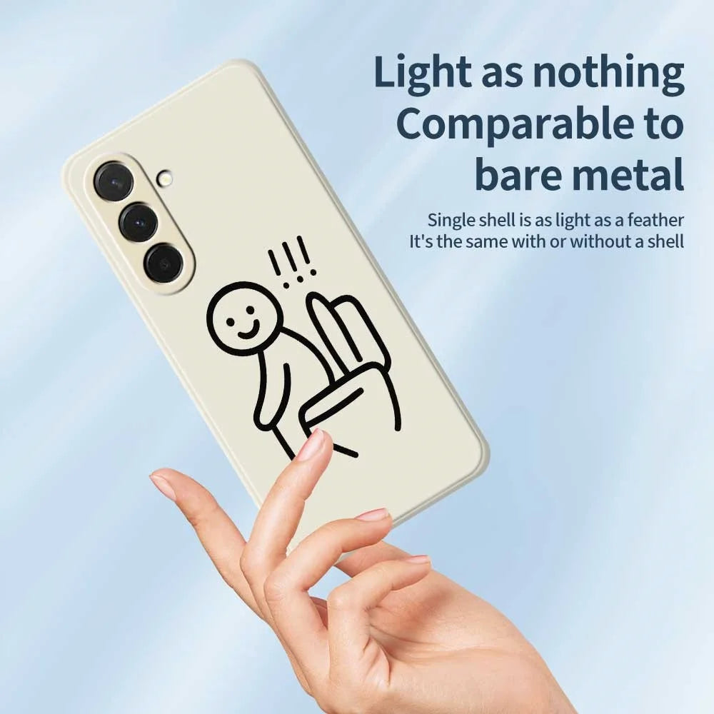 For Samsung Galaxy A36 5G Case Stickman Toilet Pattern Printing Straight Edge TPU Phone Back Cover - Beige - 4