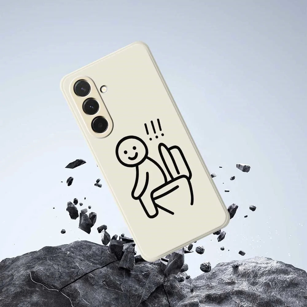 For Samsung Galaxy A36 5G Case Stickman Toilet Pattern Printing Straight Edge TPU Phone Back Cover - Beige - 7