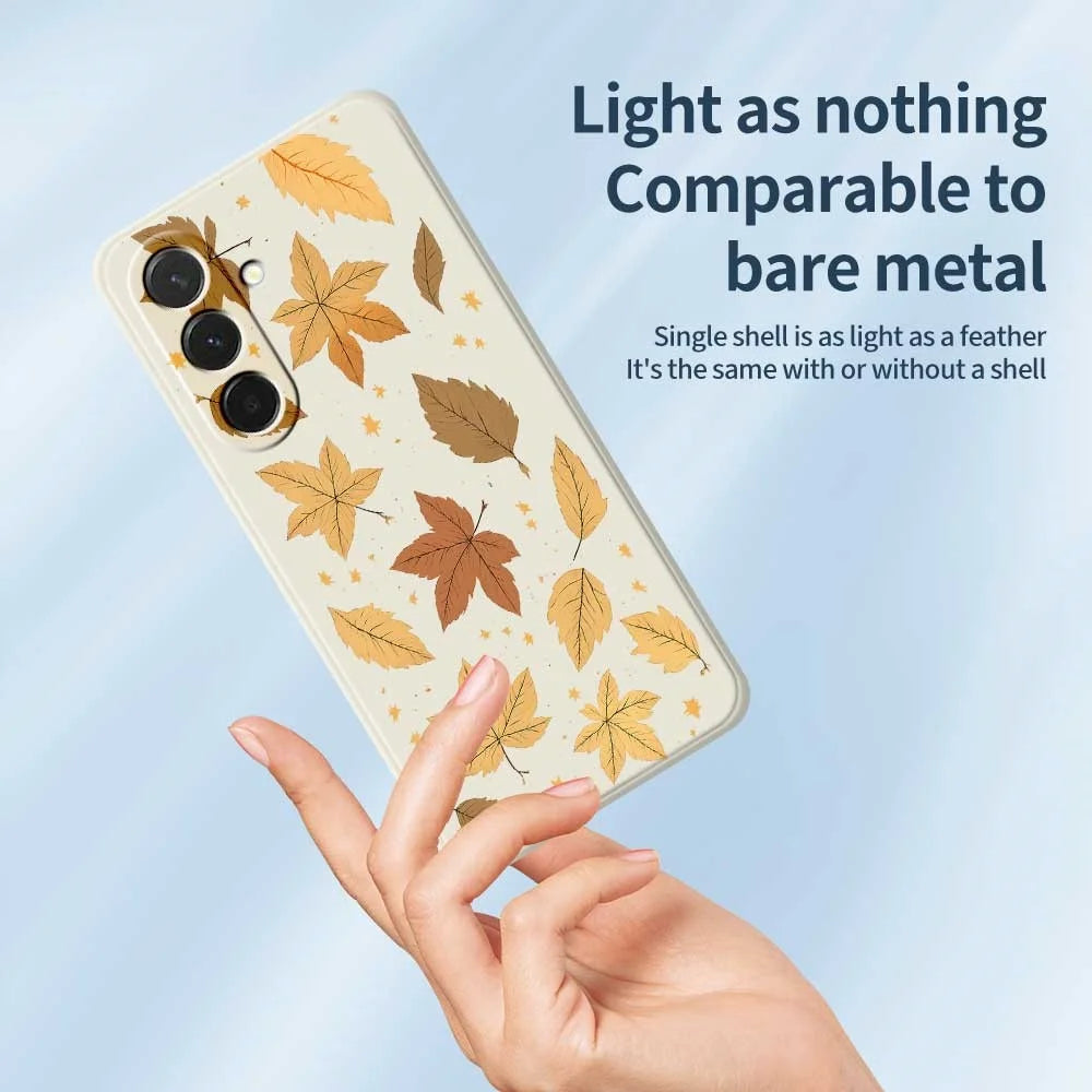 For Samsung Galaxy A36 5G Case Maple Leaves Pattern Printing Straight Edge TPU Phone Back Cover - Beige - 4