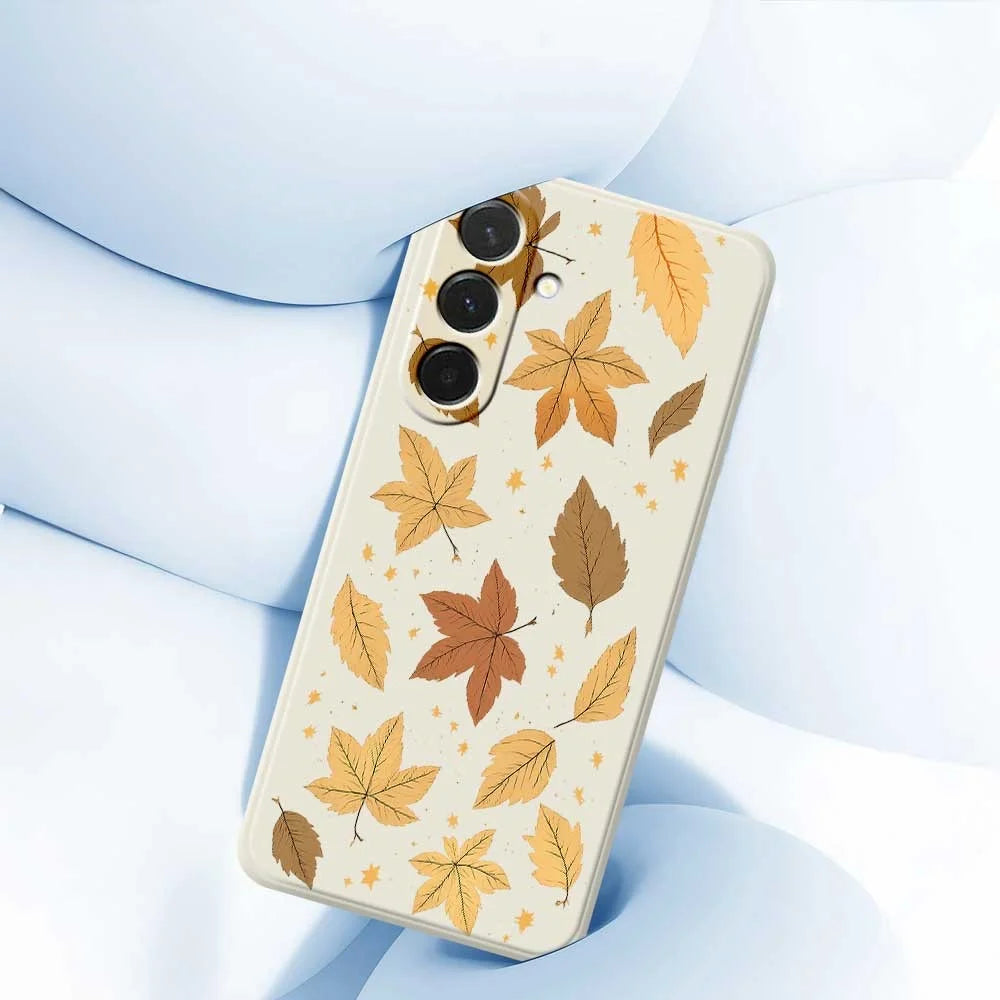 For Samsung Galaxy A36 5G Case Maple Leaves Pattern Printing Straight Edge TPU Phone Back Cover - Beige - 5