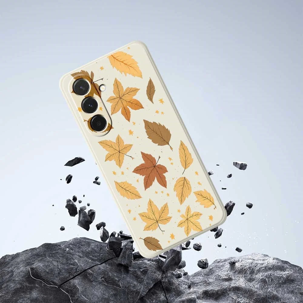 For Samsung Galaxy A36 5G Case Maple Leaves Pattern Printing Straight Edge TPU Phone Back Cover - Beige - 7