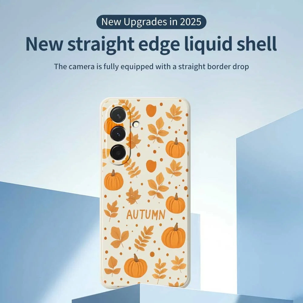 For Samsung Galaxy A36 5G Case Autumn Theme Pattern Printing Straight Edge TPU Phone Back Cover - Beige - 3