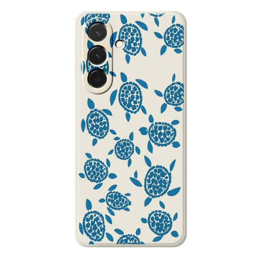 For Samsung Galaxy A36 5G Case Blue Turtle Pattern Printing Straight Edge TPU Phone Back Cover - Beige - 1