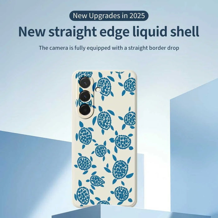 For Samsung Galaxy A36 5G Case Blue Turtle Pattern Printing Straight Edge TPU Phone Back Cover - Beige - 3