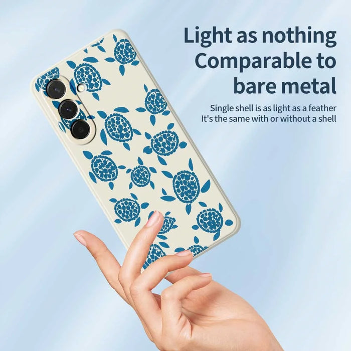 For Samsung Galaxy A36 5G Case Blue Turtle Pattern Printing Straight Edge TPU Phone Back Cover - Beige - 4