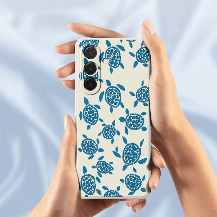 For Samsung Galaxy A36 5G Case Blue Turtle Pattern Printing Straight Edge TPU Phone Back Cover - Beige - 6