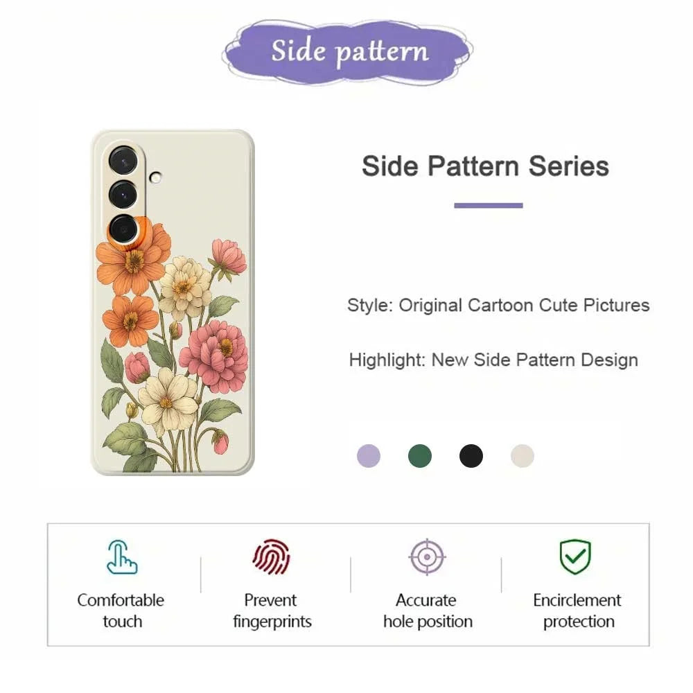 For Samsung Galaxy A36 5G Case Beautiful Flowers Pattern Printing Straight Edge TPU Phone Back Cover - Beige - 2