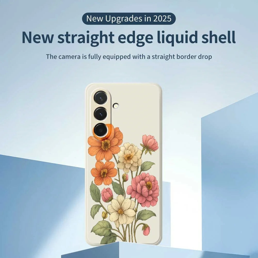 For Samsung Galaxy A36 5G Case Beautiful Flowers Pattern Printing Straight Edge TPU Phone Back Cover - Beige - 3