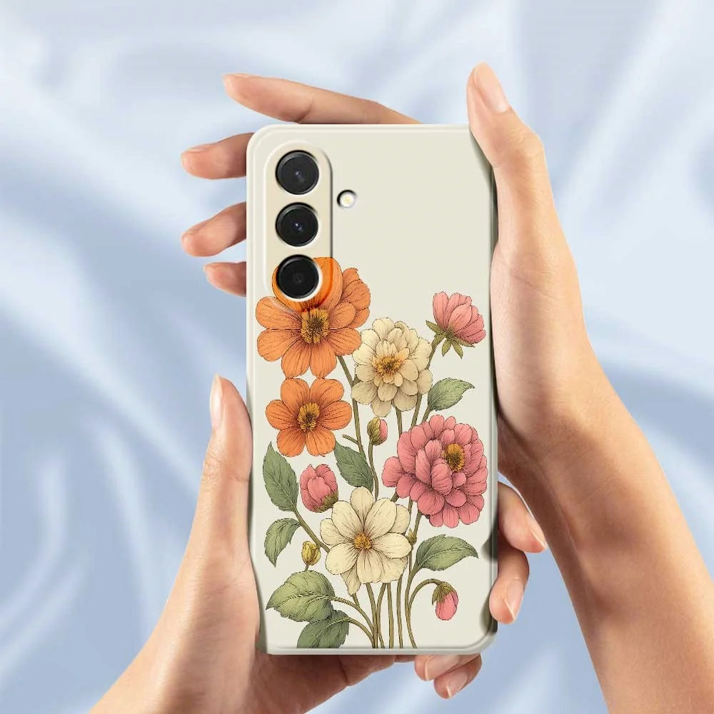 For Samsung Galaxy A36 5G Case Beautiful Flowers Pattern Printing Straight Edge TPU Phone Back Cover - Beige - 6