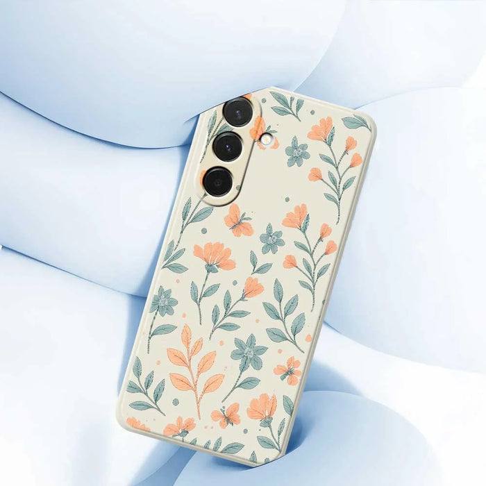 For Samsung Galaxy A36 5G Case Yellow Flowers Pattern Printing Straight Edge TPU Phone Back Cover - Beige - 5