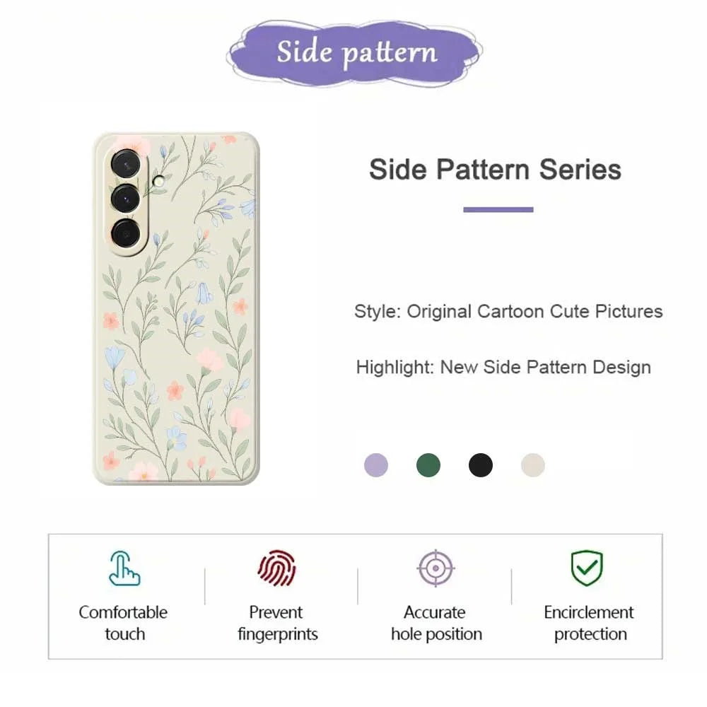 For Samsung Galaxy A36 5G Case Pink Blue Flowers Pattern Printing Straight Edge TPU Phone Back Cover - Beige - 2