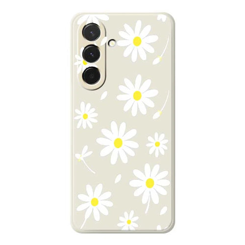 For Samsung Galaxy A36 5G Case White Daisy Pattern Printing Straight Edge TPU Phone Back Cover - Beige - 1
