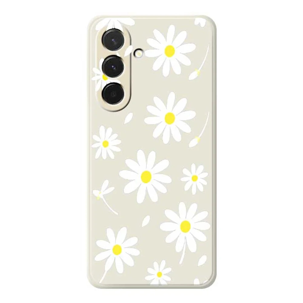 For Samsung Galaxy A36 5G Case White Daisy Pattern Printing Straight Edge TPU Phone Back Cover - Beige - 1
