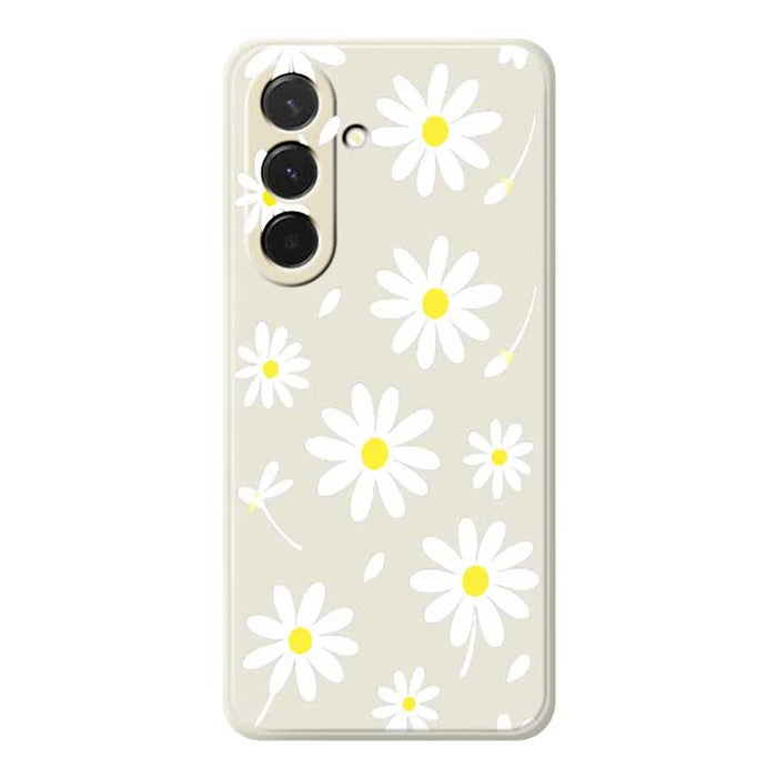 For Samsung Galaxy A36 5G Case White Daisy Pattern Printing Straight Edge TPU Phone Back Cover - Beige - 1