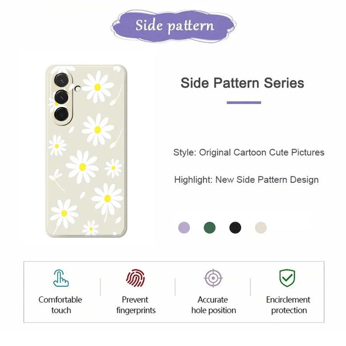 For Samsung Galaxy A36 5G Case White Daisy Pattern Printing Straight Edge TPU Phone Back Cover - Beige - 2