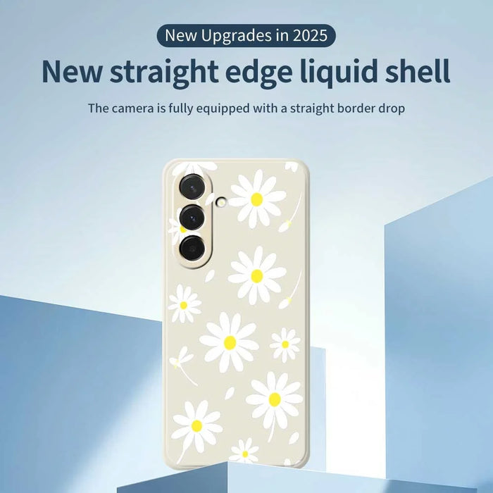For Samsung Galaxy A36 5G Case White Daisy Pattern Printing Straight Edge TPU Phone Back Cover - Beige - 3