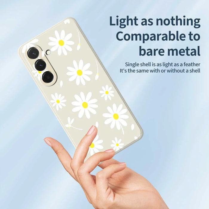 For Samsung Galaxy A36 5G Case White Daisy Pattern Printing Straight Edge TPU Phone Back Cover - Beige - 4